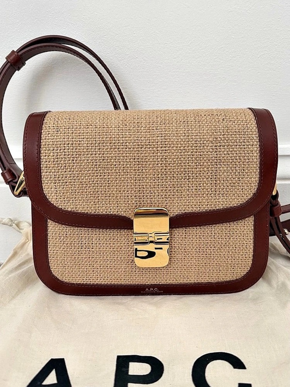 A.P.C. Grace Small Canvas Cross-Body Bag Brown & Tan